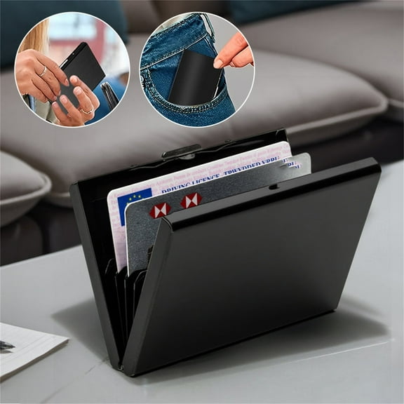 Cevemin 10 Pcs Plastic Slim RFID Blocking Card Holder - Compact Credit Card Organizer with 10 Slots for ID, Debit, ATM Cards and Cash, Gift for Men and Women Travel Essentials
