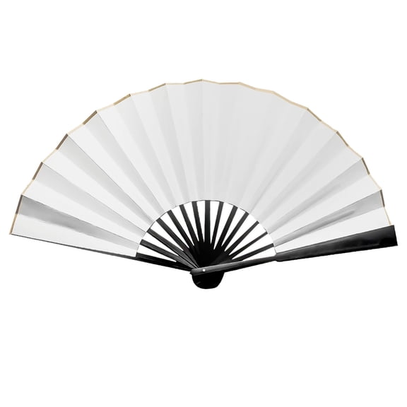 Cevemin 10-inch Custom Line Dance Fan with Double-Sided Printing & Engraving - Silk-like Lustring Imitation Ebony Hand Fans with Black Edging & OPP Bag for Women Dancing Decorations