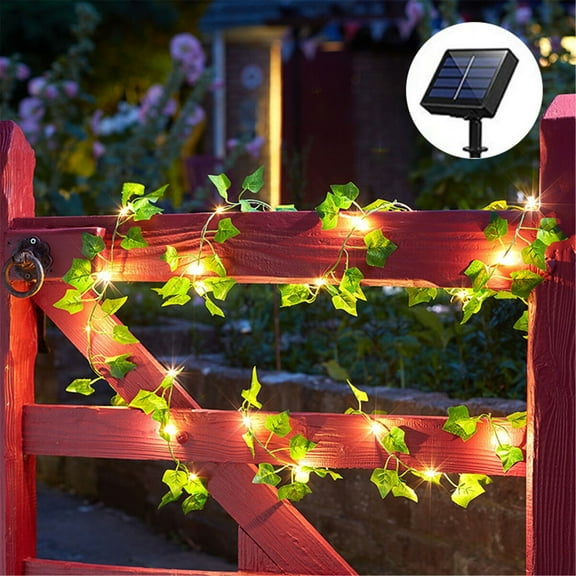 Cevemin 100 LED Solar Maple Leaf String Lights - Warm White, 10 Meters, Outdoor Garden Decoration for Fence, Patio, Yard
