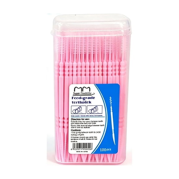 Cevemin 100 Pcs Interdental Brushes with Dispenser - Soft Silicone Oral Care Brushes for Travel, Home and Work Use