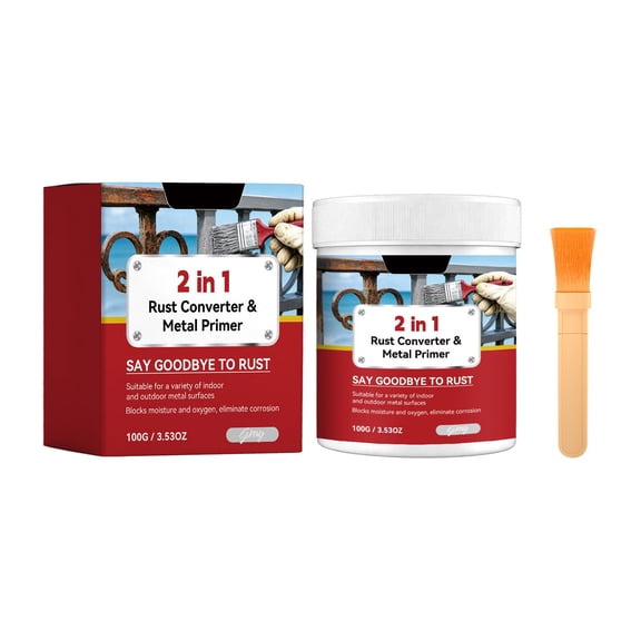 Cevemin 100ml Gray 2-in-1 Rust Remover & Metal Primer Paint, All-In-One Renovation Protective Coating for Hardware Metal Parts Long-Lasting Gloss Finish