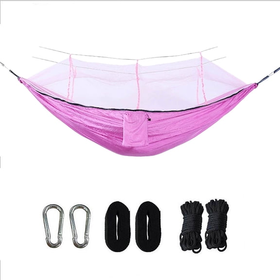 Cevemin 102.36 x 55.12 Inch Double Parachute Cloth Hammock with Net - Lightweight Breathable Outdoor Hanging Bed for Garden Yard Leisure
