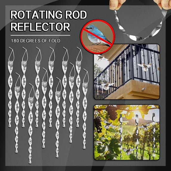 Cevemin 12 Pack Bird Deterrent Decoration Bird Repellent Reflective Rods, Keep Birds Away from Patio House