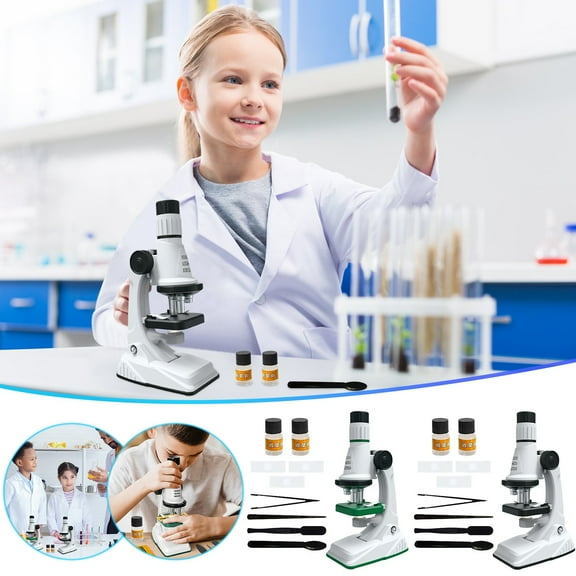 Cevemin 1200X Magnification Beginner Microscope Kit with Adjustable LED Lights and Glass Eyepieces - Scientific Exploration Tool for Home Use