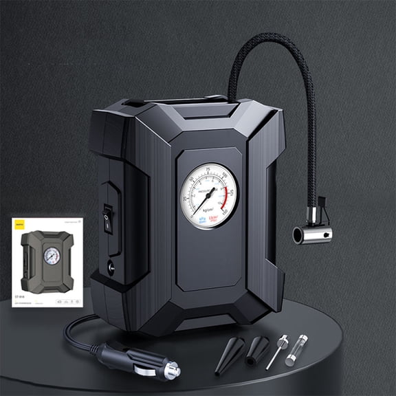 Cevemin 120W Portable Multifunctional Car Air Pump with Pointer Display and LED Light - for Inflating Cars, Motorcycles, Bicycles, Balls, Cushions, Boats