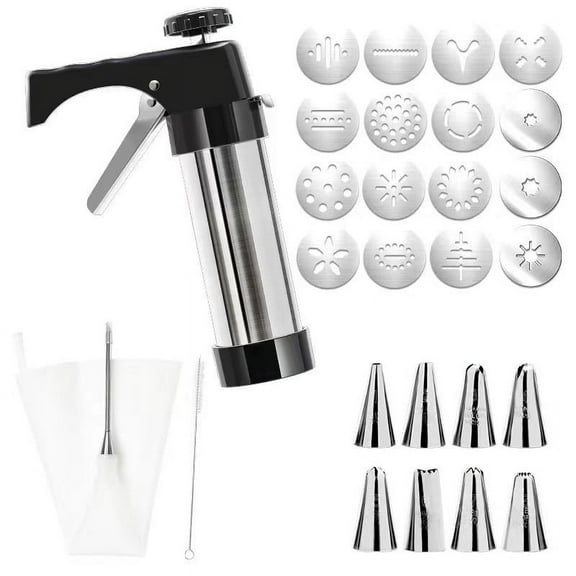 Cevemin 13 Pcs Stainless Steel Cream Decorating Tool Set with 8 Flower Tips and 8 Nozzles - Ergonomic Decorating Tool for Cake Cookies Home Baking