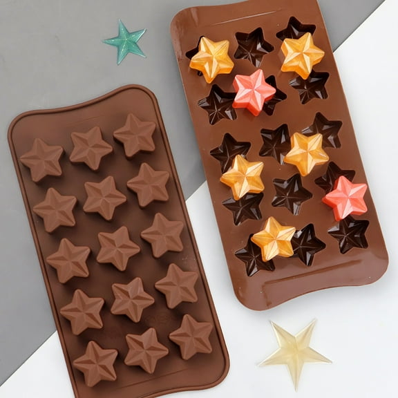 Cevemin 15-Cavity Five-Pointed Star Chocolate Mold - DIY Food-Grade Baking Tools for Candy, Frozen Cubes, Cookies, Cakes, Jellies, Home Kitchen Party Use