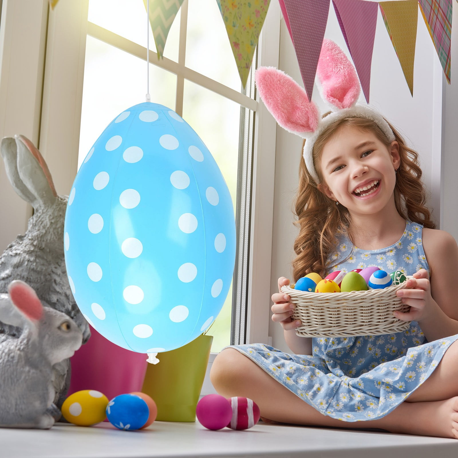 Cevemin 16 Inch Inflatable Easter Eggs Outdoor Decorations 6 Bright