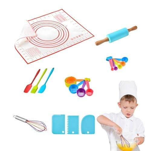 Cevemin 19 Pcs Baking Tool Set - Kitchen Utensils with Scraper, Whisk, Rolling Pin, Measuring Tools for Home Baking, Dishwasher Safe