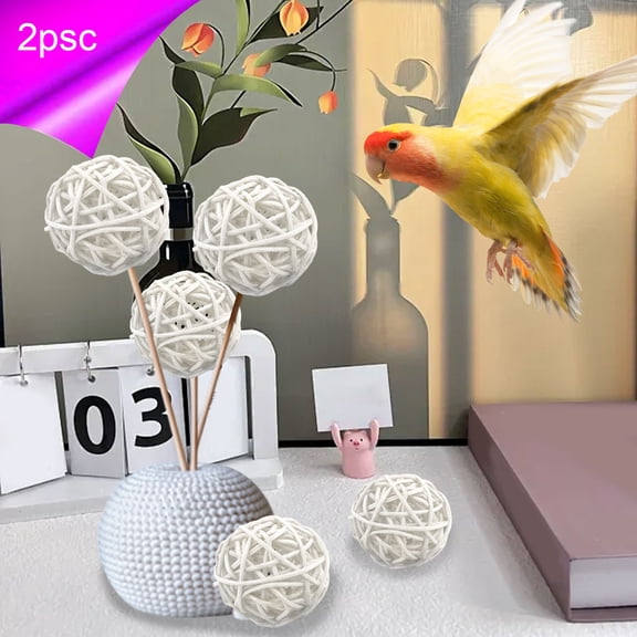 Cevemin 2 Pcs Round Wicker Rattan Balls - Decorative Vase Filling Pendants for Home Christmas Tree Party Wedding Decorations