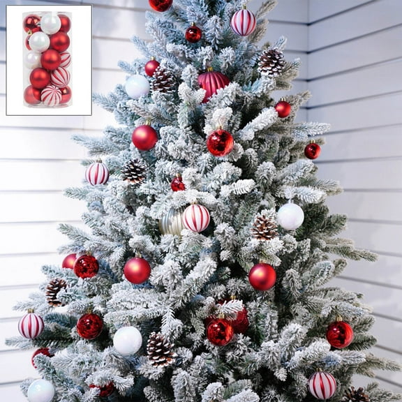 Cevemin 20 Pcs Shatterproof Plastic Christmas Ornaments - 6cm/2.36in Glitter Baubles Tree Decorations for Xmas Holiday Home Party Hotel Restaurants