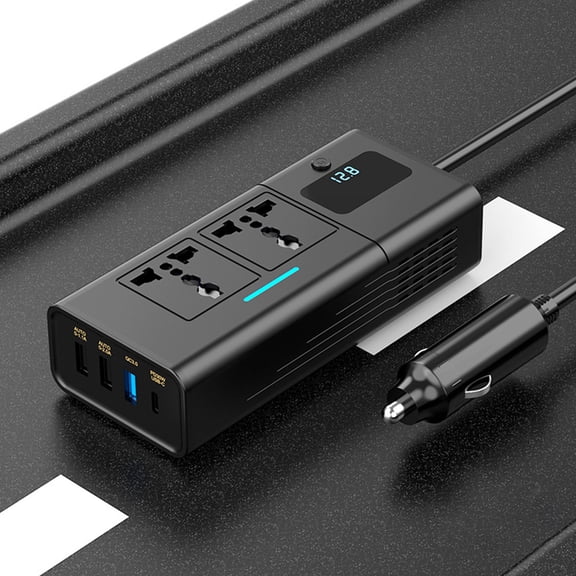 Cevemin 200W Car Power Inverter 12V to 110V with Dual USA Outlets USB QC3.0 and PD Fast Charging - Portable Automotive Power Converter for Outdoor Travel Use