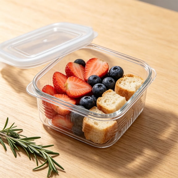 Cevemin 200ml Clear Plastic Fresh-keeping Box - Mini Square Food Storage Container with Sealed Lid for Refrigerator Microwave Oven Heating Lunch Meal Prep