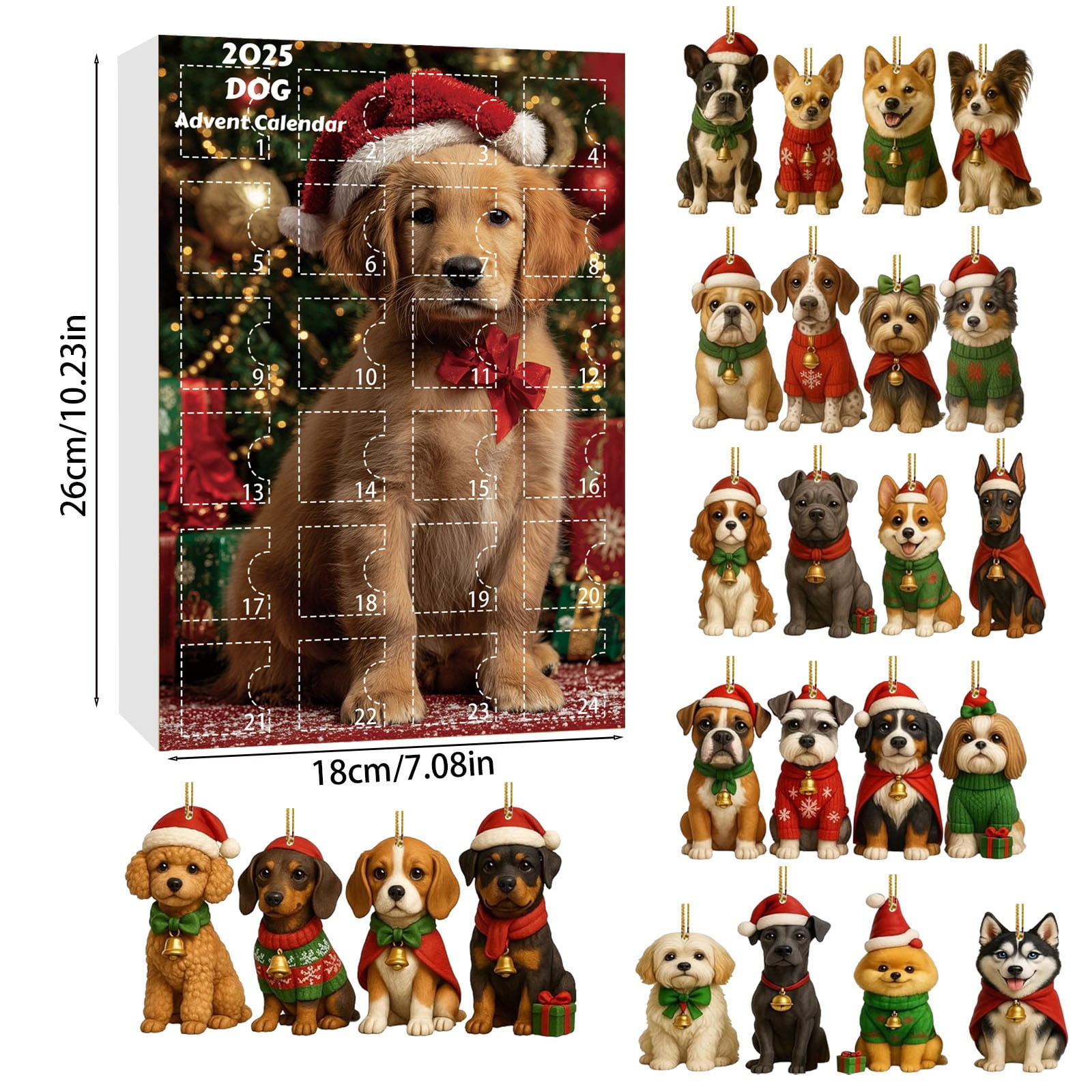 Cevemin 2025 Christmas Dog Lovers Advent Calendar with 24 Mini - Main Image