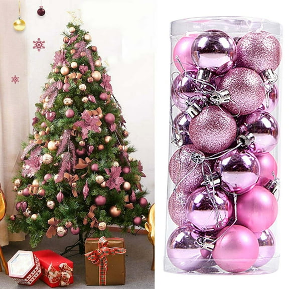 Cevemin 24-Pack 4cm Christmas Balls Decorations - Durable Plastic Shiny Ornaments for Xmas Tree, Home, Party | Holiday Ball Hanging Set