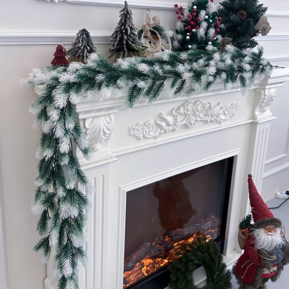 Cevemin 2pc Artificial Simulation Dog-tailed Needles Rattan 1.8 Meters White And Green Christmas Rattan Home Shopping Mall Decoration Window Arrangement