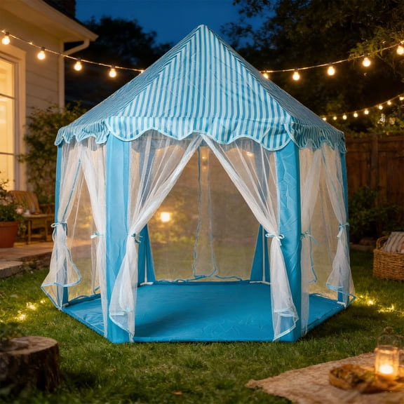 Cevemin 3-4 Person Castle Play Tent Indoor Outdoor Princess Tent for Girls Boys Large Up Mesh Playhouse with Carry Bag Birthday Gift
