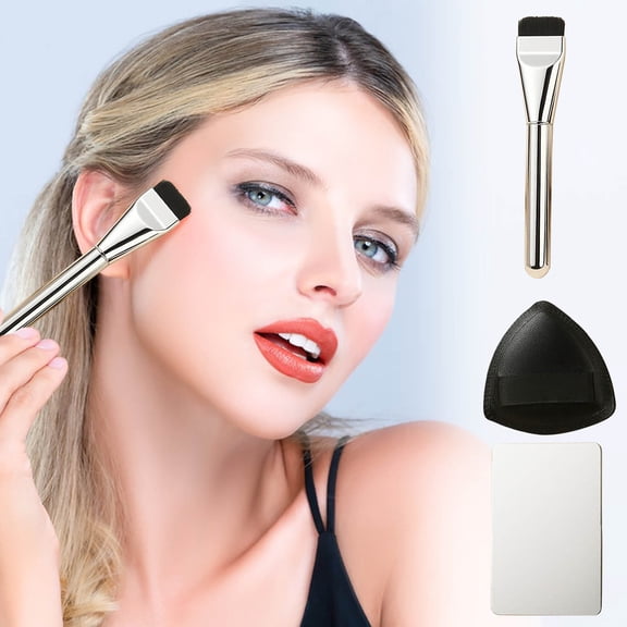 Cevemin 3-in-1 Powder Puff Makeup Set - Dry & Wet Use Soft Skin-Friendly Cosmetic Sponge & Brushes Kit for Flawless Base Makeup Application
