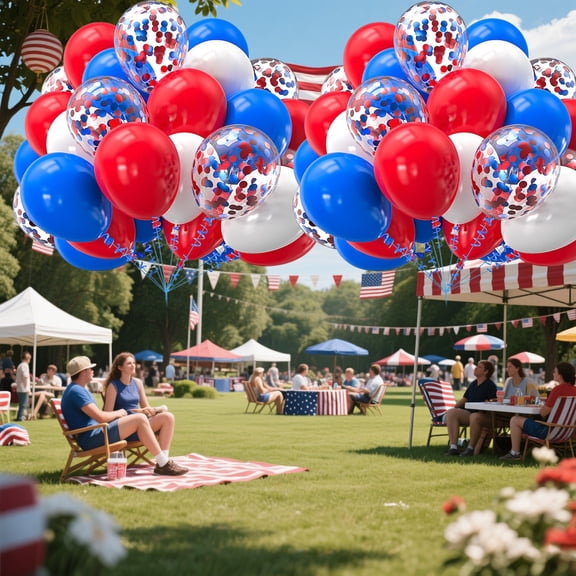 Cevemin 30 Pcs Multicolor Polyester Balloons Set - Independence Day Decoration Helium Balloons for Holiday Party Home Decor Supplies