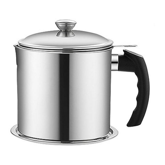 Cevemin 304 Stainless Steel Filtering Oil Pot - 1.2L Large Capacity Oil Dregs Filter Bottle with Secure Spout for Household Kitchen Use