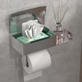 thumbnail image 1 of Cevemin 304 Stainless Steel Toilet Paper Holder with Shelf and Lockable Storage Compartment - Drill-Free Adhesive or Screw Mount for Bathroom Toilet Paper Organizer, 1 of 6