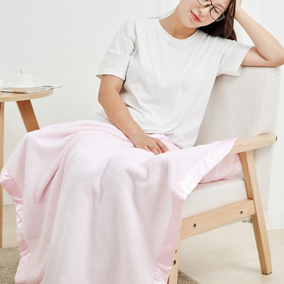 Cevemin 35.4x35.4 Inch Nylon Fleece Edging Blanket - Small Office Nap Blanket for Rest, Post-Shower, and Home Use