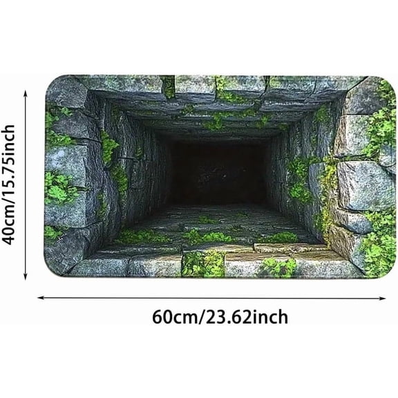 Cevemin 3D Optical Illusion Rug 16x24 Inches - Non-Slip Bottomless Hole Doormat for Indoor and Outdoor Use at Entrance Living Room