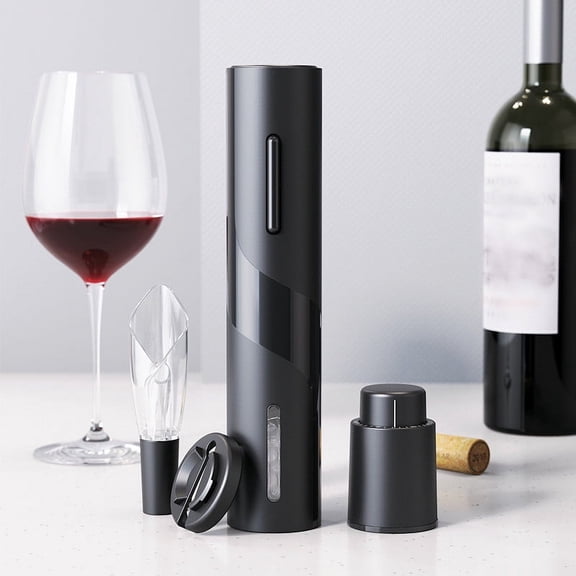 Cevemin 4 in 1 Automatic Red Wine Bottle Opener Set - Multifunctional Stainless Steel Corkscrew with Foil Cutter, Aerator Pourer, Vacuum Stopper for Wine Lovers Gift