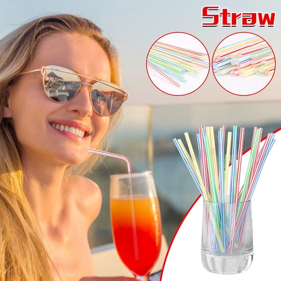 Cevemin 500 Pcs Disposable Colored Elbow Straws - Food Grade Plastic Bendable Drinking Straws for Slush, Milkshakes, Coffee, Restaurants, Cafes, Parties