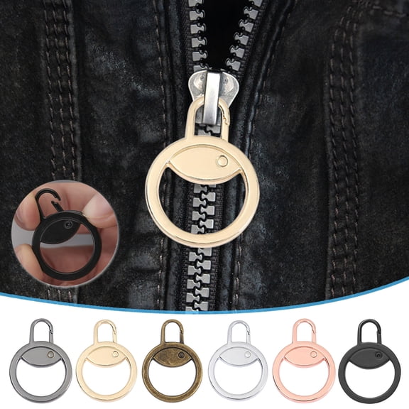 Cevemin 6 Pcs Detachable Zipper Pull Tabs - Metal Lobster Clasp for Easy Replacement on Clothes, Coats, Bags, Down Jackets
