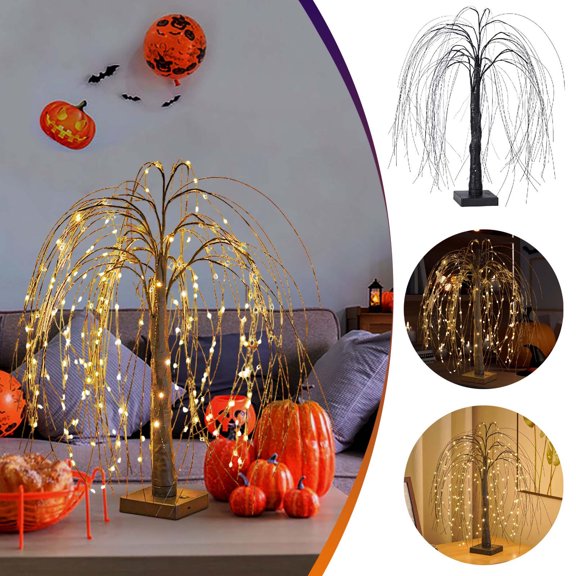 Cevemin 60cm LED Glowing Tree Lamp with Bendable Copper Branches - USB/Battery Operated Christmas Decoration for Holiday Party, Home, Bedroom or Desk