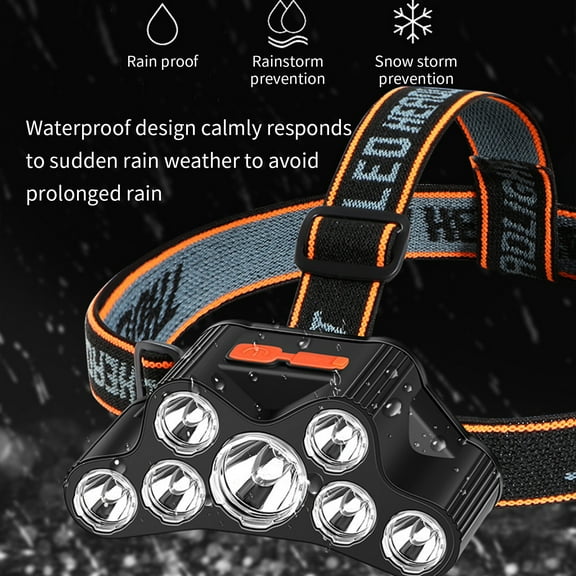 Cevemin 7-LED Rechargeable Headlamp for Fishing & Outdoor - Super Bright Waterproof Headlight with Adjustable Angle, USB Charging & Breathable Strap (ABS, 10x4.5cm)