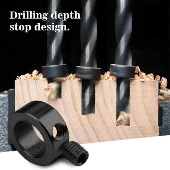 Cevemin 7 Pcs Drill Bit Limit Rings with Wrench - 3-12mm Hexagonal Metal Depth Stop Collar for Woodworking Tile Drilling Tools Home DIY Projects