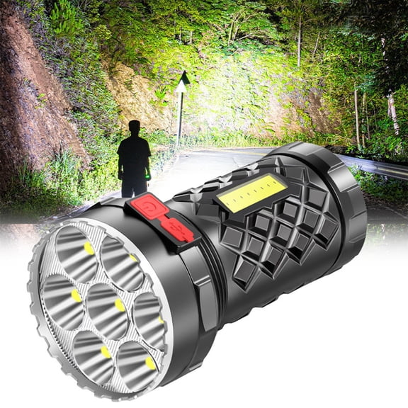 Cevemin 8 LED Super Bright Rechargeable Flashlight - with COB Side Light and Power Display for Camping Outdoor Emergency Home Table Lamp Use