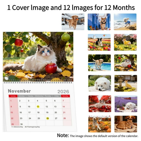 Cevemin A4 Custom Photo Calendar 2026 13 Personalized Photos Horizontal Vertical Versions 21x29.7cm