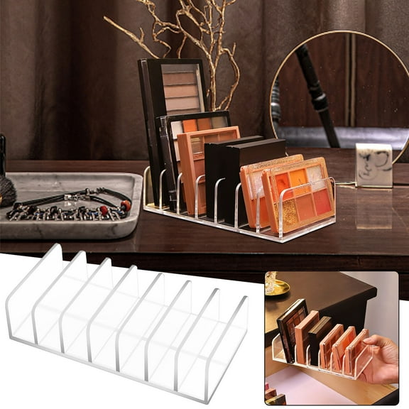 Cevemin Acrylic 7-Compartment Makeup Organizer | Clear Eyeshadow Blush Powder Cosmetic Storage Display Box | Desktop Cosmetics Tray with Dividers