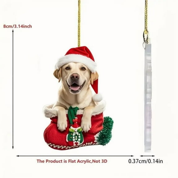 Cevemin Acrylic Flat Christmas Car Ornament Pendant with Lanyard, Durable Festive Decor for Tree/Car Mirror/Holiday Gift, Adorable Holiday Decoration Accessories