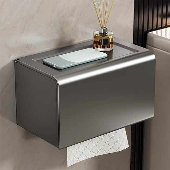 Cevemin Alloy Toilet Paper Holder with Suction Cup - No Drill Waterproof Wall Mounted for Bathroom and Kitchen