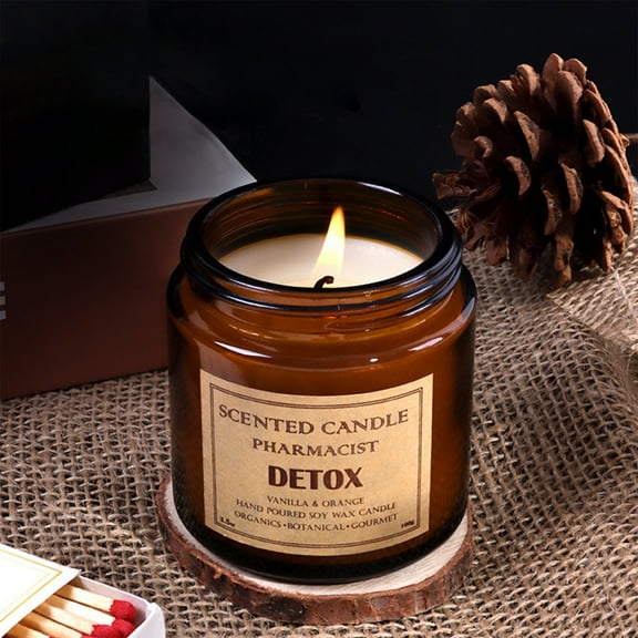 Cevemin Amber Glass Jar Scented Candle - Vanilla Orange Scent Aromatherapy Candles with Natural Soy Wax for Home Decor and Gift Giving