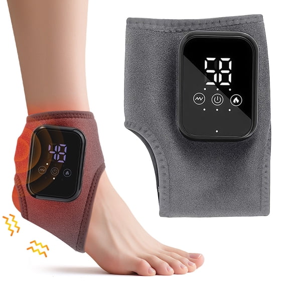 Cevemin Ankle Foot Massager with Intelligent Temperature Control and Multi-Action Massage - Portable Electric Foot Massager with Hot Compress for Home and Office Use