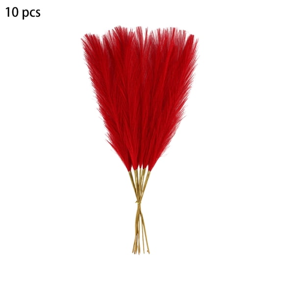 Cevemin Artificial Faux Pampas Grass Christmas Decor No Maintenance for Wedding Party Xmas Tree Decoration 10Pcs Red,Free Size