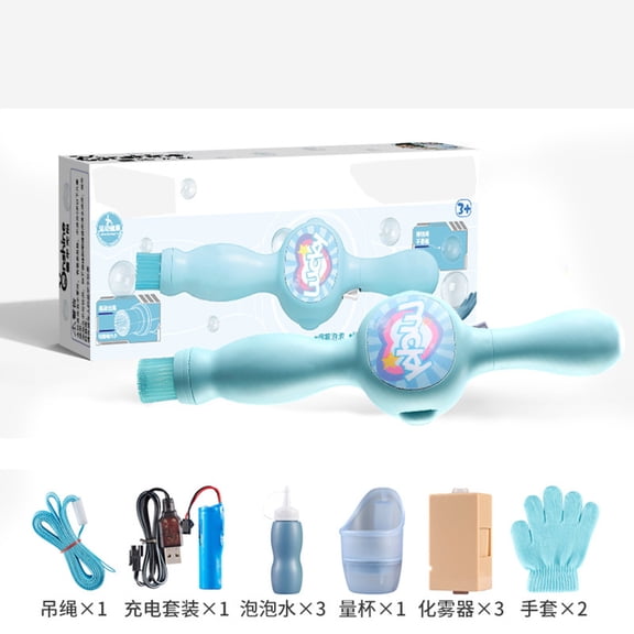 Cevemin Automatic Bubble Blower Machine Set with Handheld Handle - Colorful Misty Bubbles Launcher for Party & Outdoor Entertainment