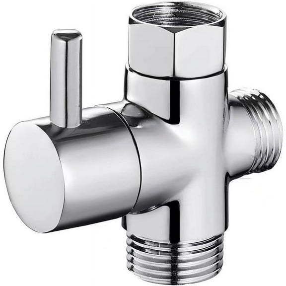 Cevemin Brass Three-Way Water Divider T-Adapter - Large Flow Shower Diverter with 7/8” and 1/2” Threads for Household Plumbing