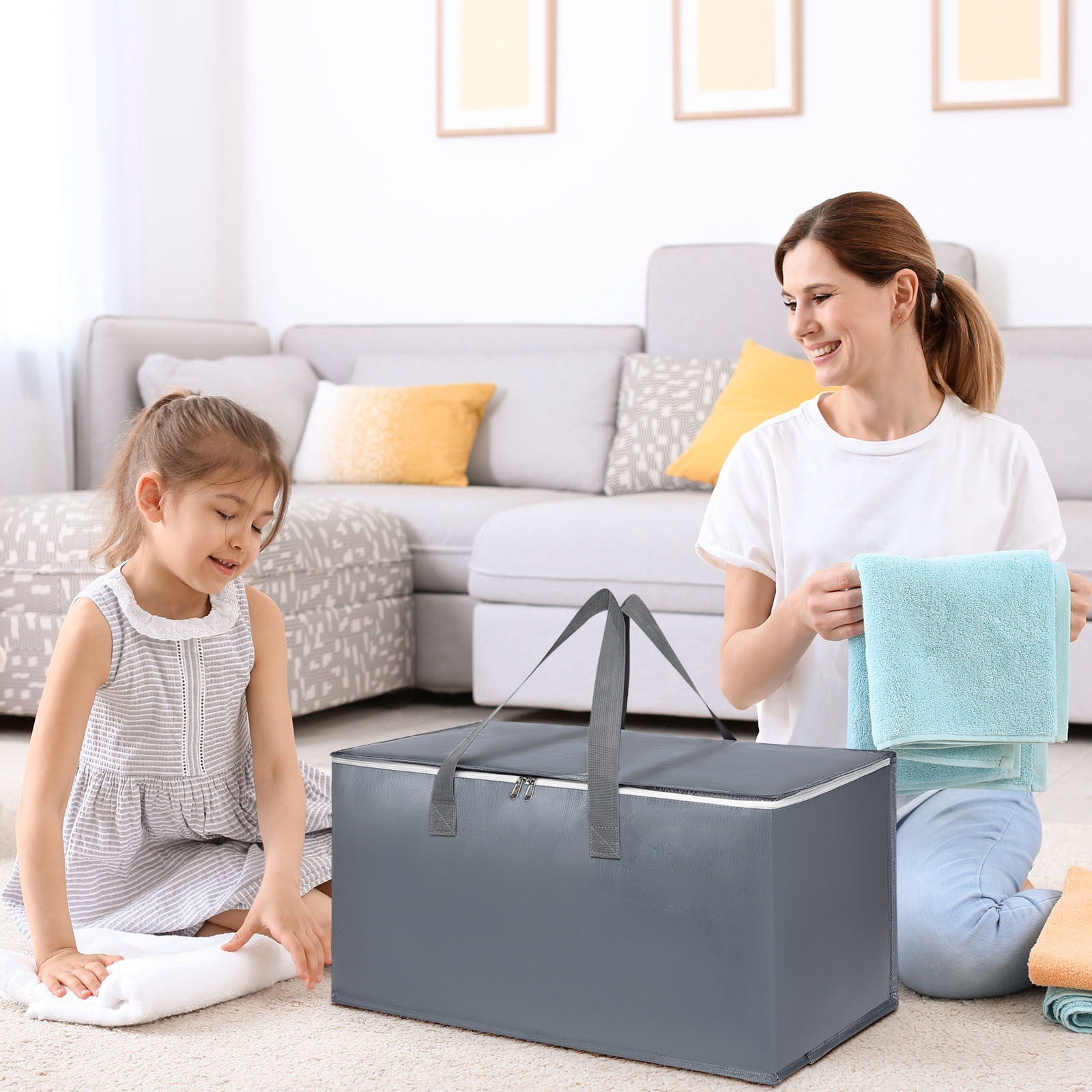 2-Pack Waterproof Storage Bags, 30L Large Capacity Foldable Tote For Clothes & Bedding (14x10x8 In)