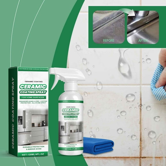 Cevemin Ceramic Coating Spray for Stainless Steel & Glass - 120ml Hydrophobic Protection, Anti-Fingerprint & Stain Resistant for Appliances, Countertops – Eco-Friendly, Streak-Free Shine