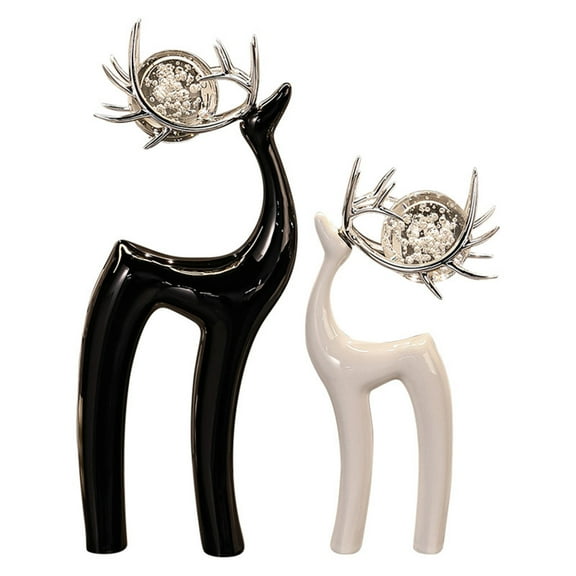 Cevemin Ceramic Deer Sculpture with Crystal Ball - European Style Home Decor for Entrance, Living Room, TV Cabinet Luxury Ornament