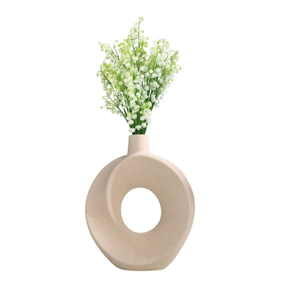 Cevemin Ceramic Donut Vase - Nordic Style Minimalist Home Decor Desktop Ornament for Living Room Office Decoration