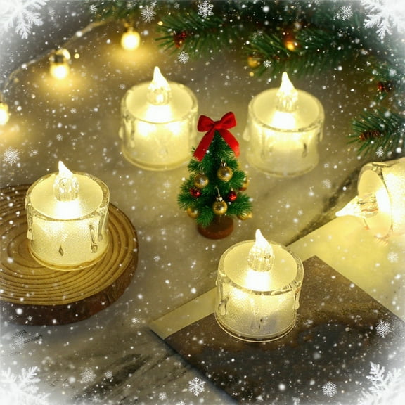 Cevemin Christmas Candle Light with Snowflake Designs - Battery Powered Flameless LED Tabletop Decor for Holiday Window Display, Mantle and Dining Table Centerpiece