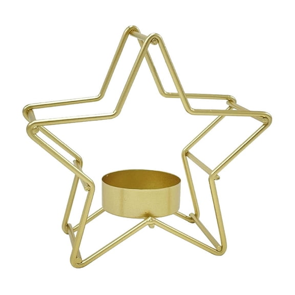 Cevemin Christmas Iron Star Shape Candle Holders - Black Gold Metal Holiday Table Decorations for Xmas Party Home Decoration Gifts