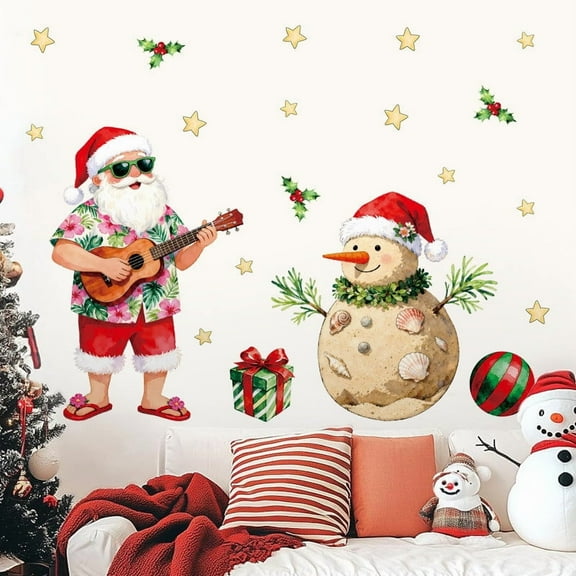 Cevemin Christmas Wall Stickers Self-Adhesive Holiday Decor for Kids Bedroom, Nursery, Living Room - Easy Peel & Stick Festive Background Decoration